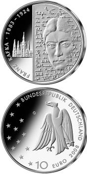 125e geboortedag Franz Kafka 10 euro Duitsland 2008 Proof